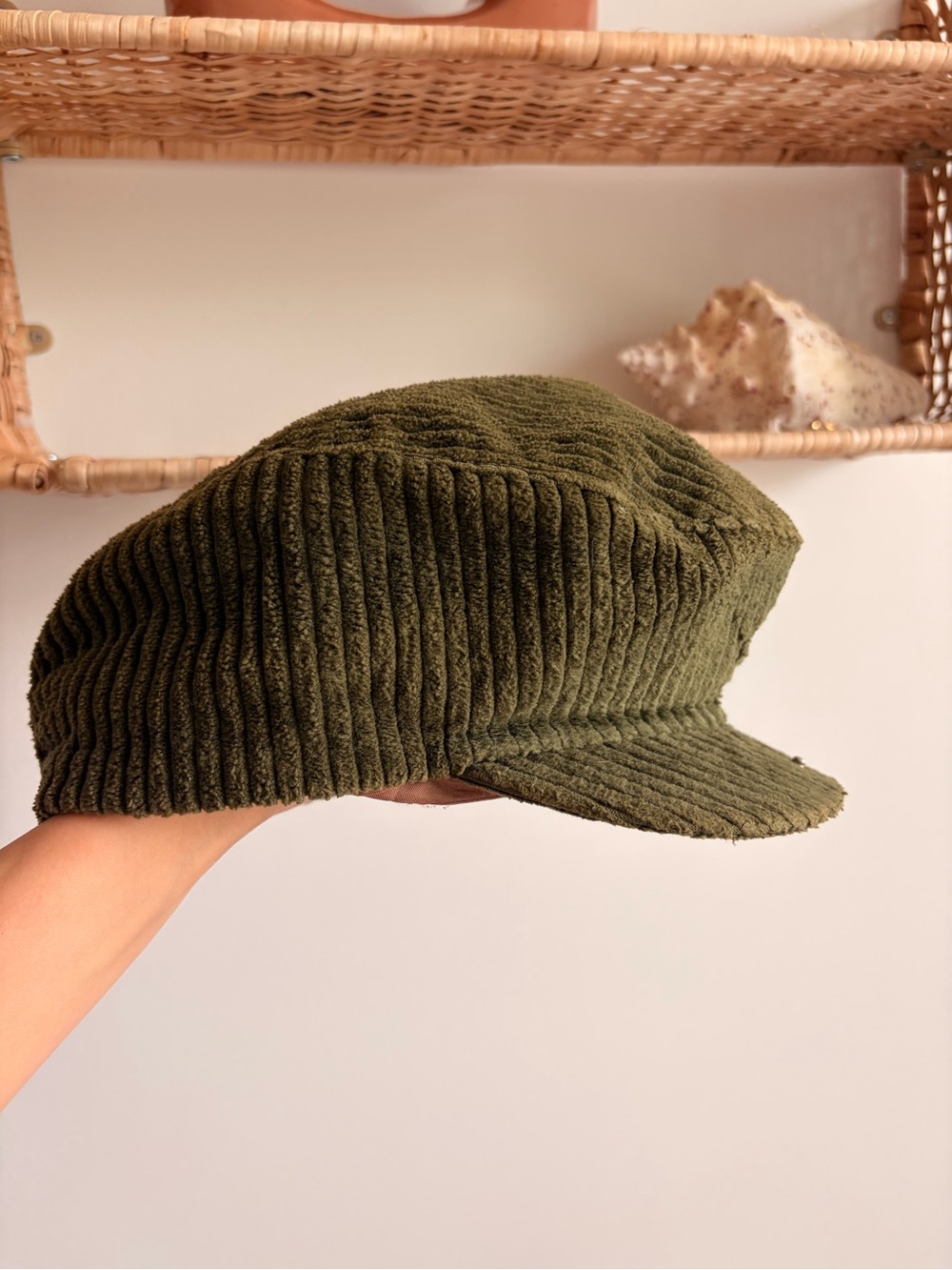 Corduroy Baker Boy Cap in Olive Green Kangol vintage rare find medium